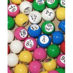 Sachet de 90 boules de loto multicolores numérotées 22mm