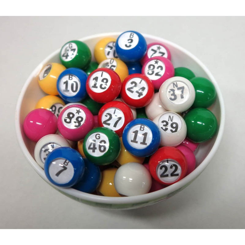 Sachet de 90 boules de loto multicolores numérotées.Discountloto.fr